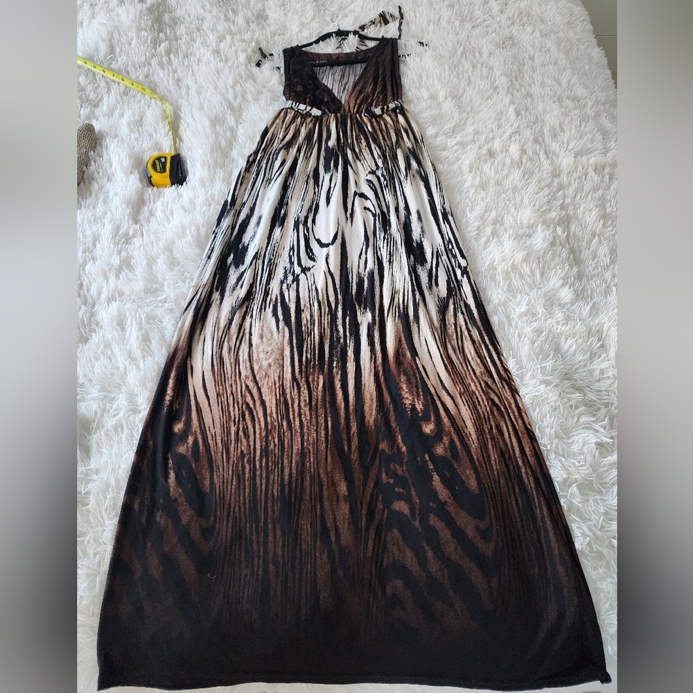 R&M Richards Women's M Maxi Brown/Black Animal Print ambre.pit to pit 17: - Picture 4 of 9